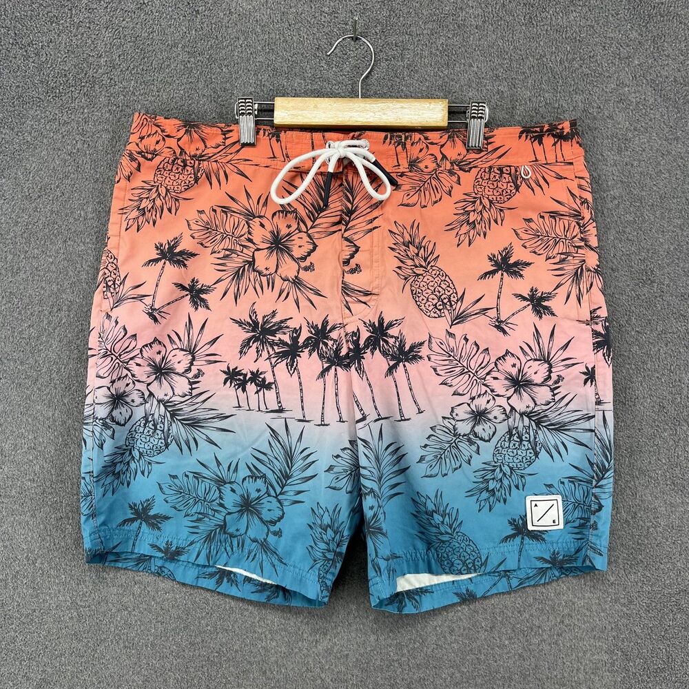 American Eagle Swim Shorts Mens Large Tropical Palm Pineapple Floral Beach Summe